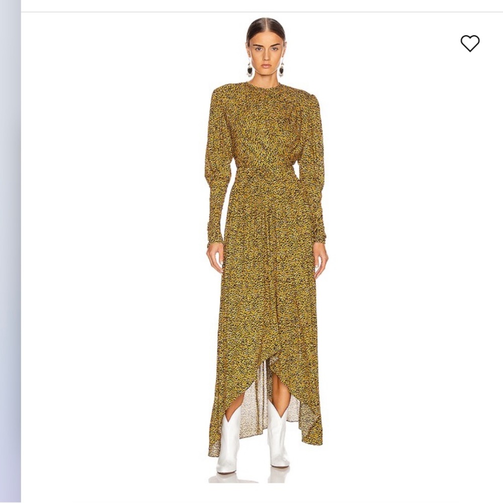Isabel Marant Fauve Yellow Leopard Print JUCIENNE Sharkbite Jersey‎ Dress 6 - Picture 4 of 17